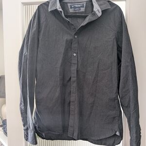 American Eagle Outfitters Charcoal Button-Down Long Sleeve Shirt